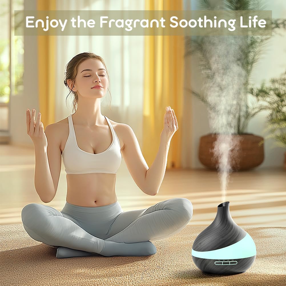 HJTHJT 500ML Essential Oil Diffuser: Aroma Diffuser with Remote Control for Hotel Spa Yoga Room - Humidifiers for Bedroom with 14 Colors LED Night Light for Kids/Women Home Relaxation