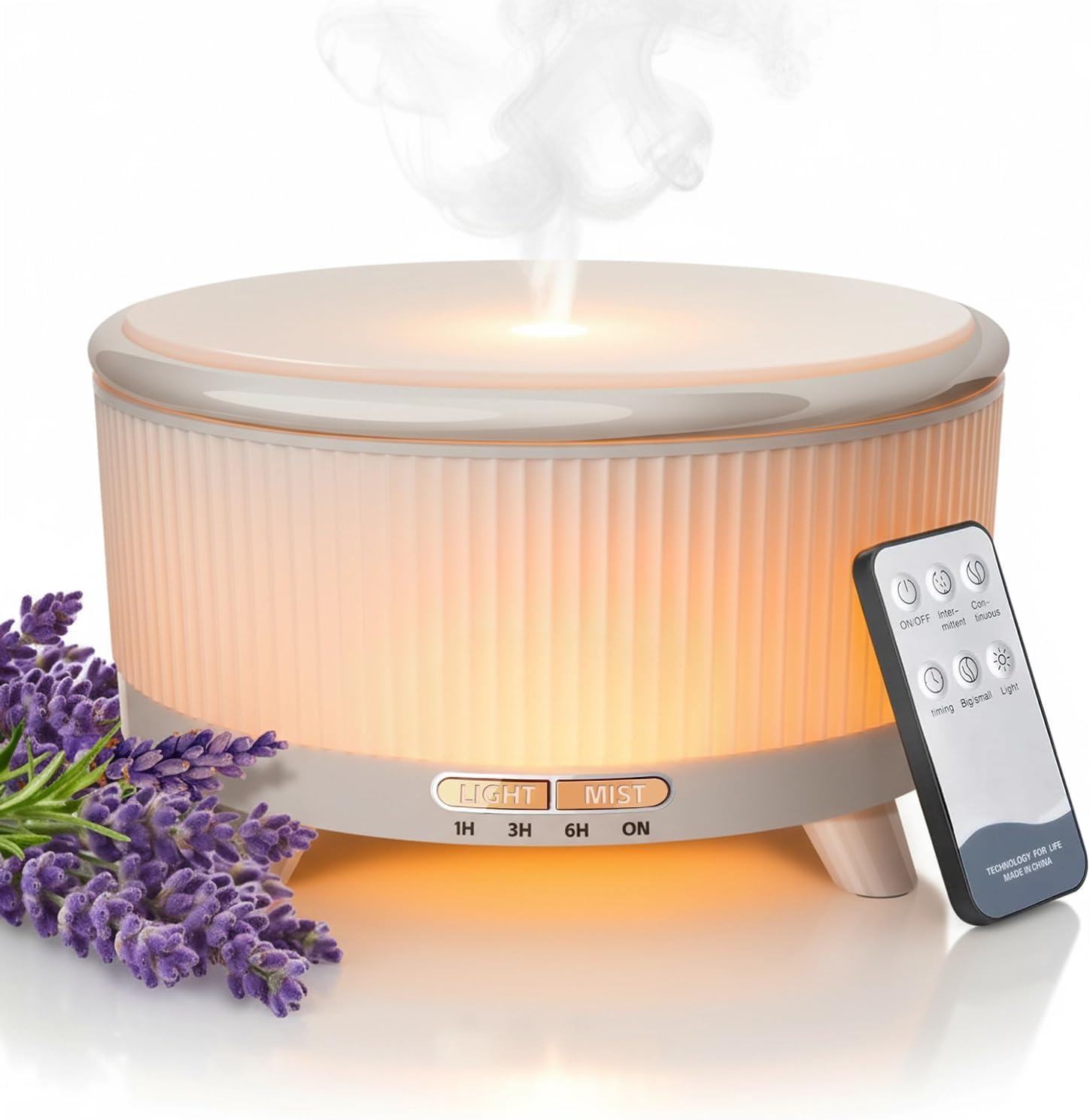 20-Hour Long-Lasting Aromatherapy, 500ML Large Essential Oil Diffuser: Ultrasonic Cool Mist Humidifier with Remote Control, 7 Color Lights, Timer, Auto-Off for Home/Bedroom/Yoga