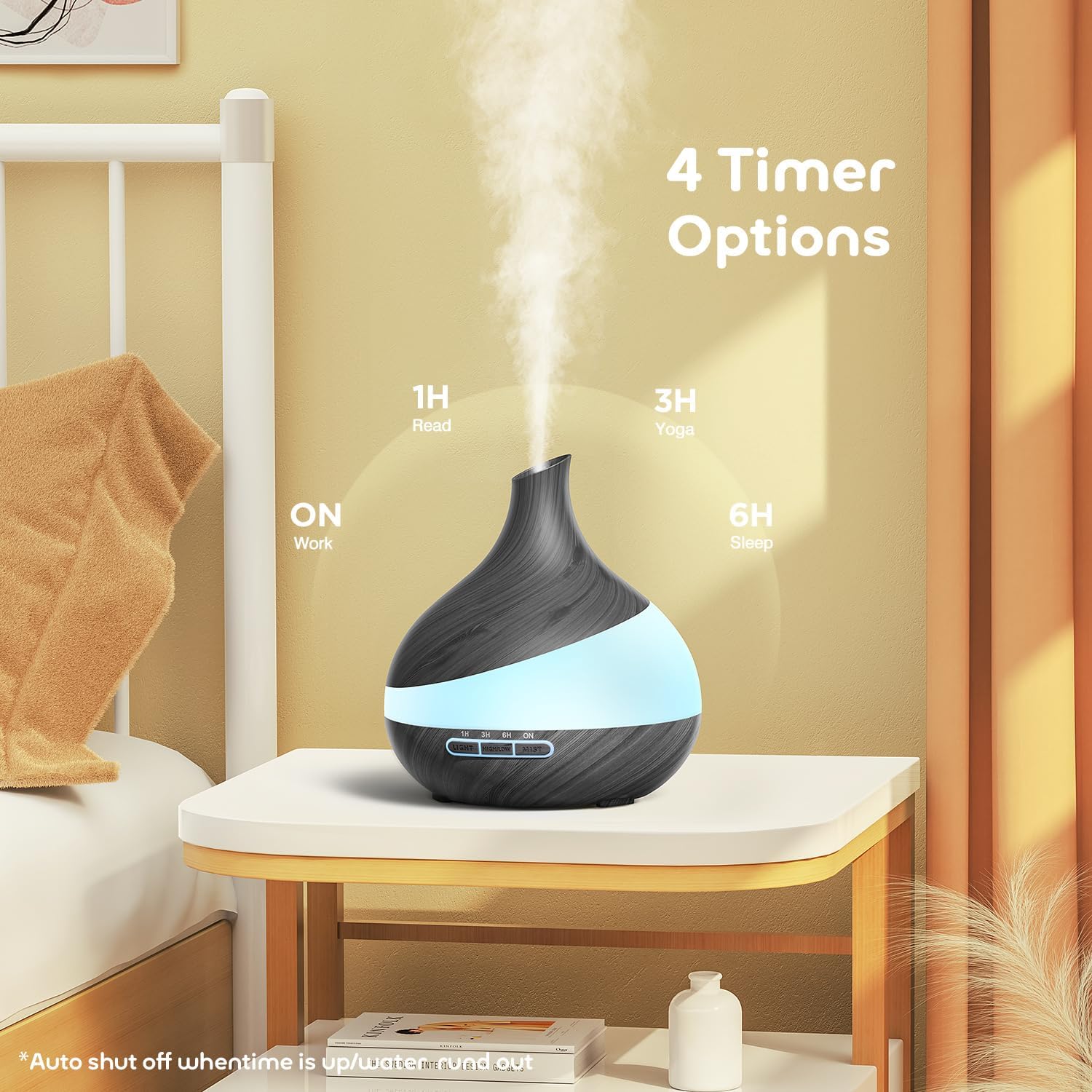 HJTHJT 500ML Essential Oil Diffuser: Aroma Diffuser with Remote Control for Hotel Spa Yoga Room - Humidifiers for Bedroom with 14 Colors LED Night Light for Kids/Women Home Relaxation