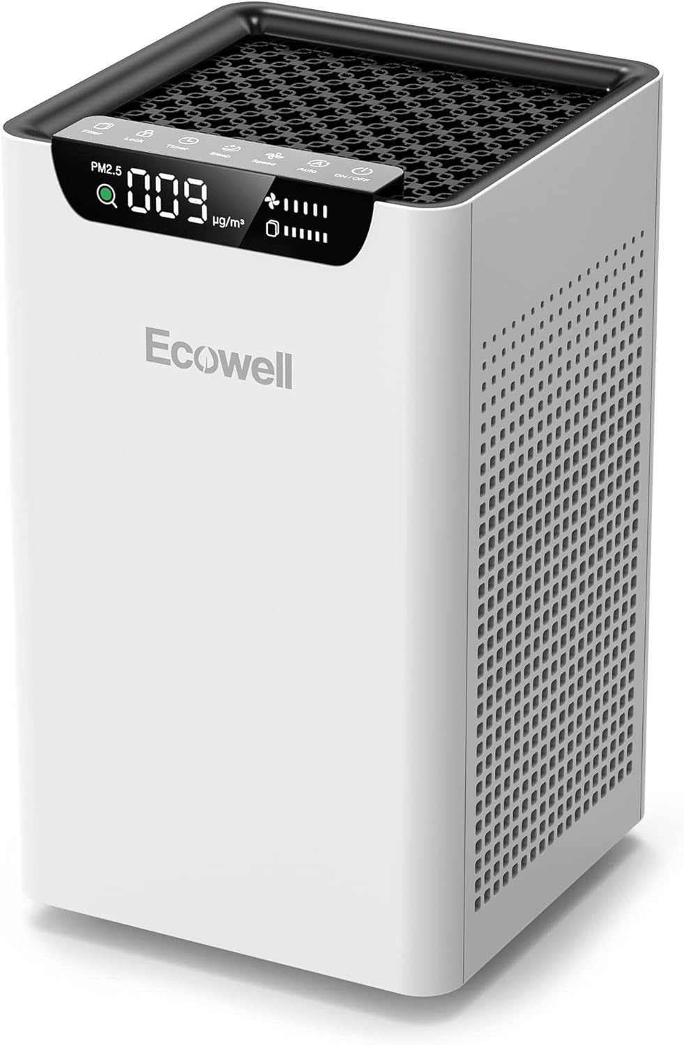 Air Purifiers for Home Bedroom Up to 1102 Sq Ft with Air Quality Sensors, H13 True HEPA Filter, 24 dB Quiet Desktop AirPurifier Clean 99.97% of Dust, Pet Hair, Smoke, Pollen, ECOWELL EAP260, White