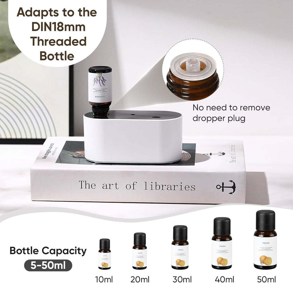 Lecdura Waterless Diffuser for Essential Oil, Battery Operated Scent Air Aromatherapy Diffuser, Mini Aroma Diffusers with 3 Intermittent Mist Modes, Cycle Start for 400-700 sq.ft Home Office Bedroom.